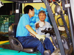 リフトの操作方法を説明している写真