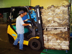 実際に荷物の持ち上げ操作をしている写真