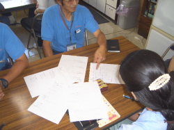 書いた内容をみんなで見せ合っている写真