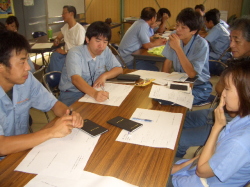 チーム内で自分の意見を発表している写真